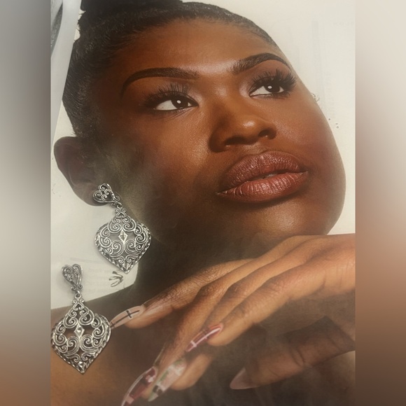 Filigree Diamond Cut Vintage 925 Earrings - Picture 2 of 6